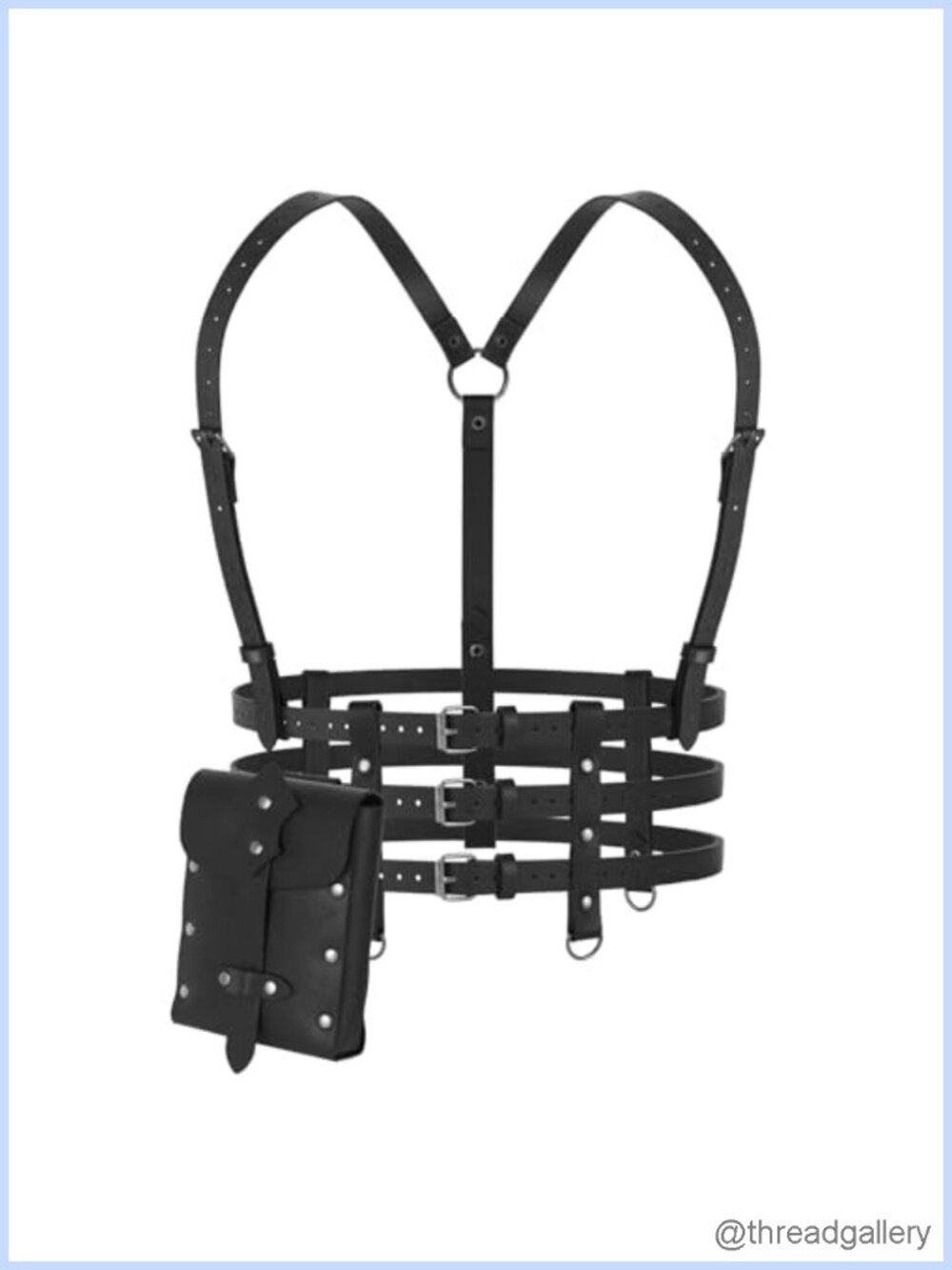 Faux Leather Harness Waist Belt Studded Pouch Gothic Corset Cosplay Accessory